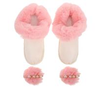 Abaodam Forro Cálido Extraíble para Zapatos de Invierno con Felpa Gruesa y Pompones Rosas, Tamaño 38-39, Plantilla Interior Suave para Mujer, Protección contra Viento y Uso al Aire Libre