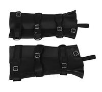 Abaodam Fundas para Botas Piratas Ajustables de Cuero Sintético Negro Polainas Vintage de 40 CM para Cosplay Medieval Renacentista Cubrebotas Unisex para Disfraz y Eventos Históricos