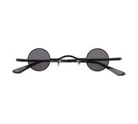 Abaodam Gafas De Sol Redondas Punk Vintage Estilo Retro Metálicas Unisex Para Playa Fiesta y Viajes Con Montura Negra y Lentes Negras Pequeñas