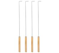 Abaodam Gancho de Limpieza de Ranuras de Amoladora Mango de Madera Limpieza 4 Piezas Gancho para Ranuras de Amoladora Acero Inoxidable, Plata, para Picadoras de Carne Comerciales
