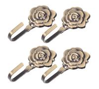 Abaodam Ganchos para Cortinas de Pared 4 Piezas de Hierro Diseño Decorativo Forma Rosa en Bronce, Soporte Resistente para Dormitorio, Baño y Sala, Sujeción para Cortinas y Toallas