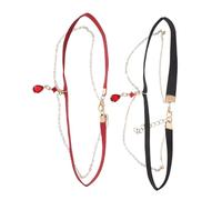 Abaodam Gargantilla de 2 Piezas Colgante de Lágrima Cadena de Clavícula Ajustable Terciopelo Colores Negro y Burdeos Collar Gótico para Fiesta Boda y Halloween