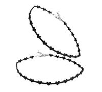 Abaodam Gargantilla para Mujer Colgante de Corazón, Cadena Corta de Metal Plateado, Diseño Minimalista y Ajustable, Accesorios de Moda para Uso Diario y Eventos, Pack de 2 Piezas