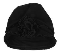 Abaodam Gorro de Quimioterapia para Mujer Gran Flor, Turbante Suave y Transpirable, Cobertura Oncólogica para Pérdida de Cabello, Uso Diario y Recuperación, Color Negro, Talla Única