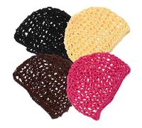 Abaodam Gorro de Red para Dormir de Ganchillo 4 Piezas - Redecilla Transpirable Cabello - Colores Beige Café Negro y Rosa - Ajuste Elástico Cómodo para Mujer - Protección para Peinados