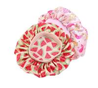 Abaodam Gorros para Dormir de Satén para 4 Piezas Estampado Infantil Rosa y Sandía, Respirables y Elásticos, Accesorios Ligeros para Baño y Cuidado del Cabello en Bebés