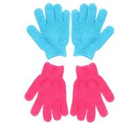 Abaodam Guantes Exfoliantes de Baño 4 Piezas, Tejidos Jacquard, Tamaño Mediano, Colores Azul Verdoso y Rosa Fucsia, para Exfoliación Corporal, Aptos para Uso Jabón y Gel de Ducha,