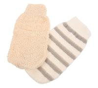 Abaodam Guantes Exfoliantes de Baño de Lino 2 Piezas, Manoplas para Cuerpo Doble Textura, Tamaño 21x11 Cm y 22x12 Cm, Guante para Fregar y Limpieza Corporal, Exfoliación para Piel