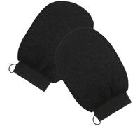 Abaodam Guantes Exfoliantes de Rayón para Baño y Ducha 2 Unidades Negros, Manoplas Corporales para Eliminar Piel Muerta y Masaje, Ideales para Limpieza Profunda y Cuidado Piel