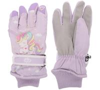 Abaodam Guantes Térmicos Impermeables para 6-12 Años Manoplas de Esquí Aislamiento Doble Capa y Forro Polar Diseño Unicornio Morado Arcoíris para Snowboard y Actividades al Aire Libre