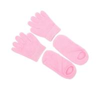 Abaodam Guantes y Calcetines de Gel Hidratante para Spa, Color Rosa, Tamaño Pequeño, Kit 2 Pares para Cuidado y Reparación de Manos y Pies Secos y Agrietados, Adecuado para Uso Nocturno