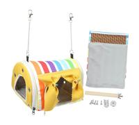 Abaodam Hamaca Colgante para Loros Pequeña, Cama y Nido para Jaulas, Tela Duradera, Color Arcoíris Amarillo, Adecuado para Pájaros Pequeños y Mascotas en Interiores