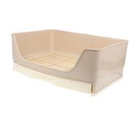 Abaodam Inodoro para Conejos Rejilla, Cajón Extraíble, Plástico Beige | Diseño de Esquina Base Filtrante, Bordes Redondeados, Pared Anti Salpicaduras, para Patios y Adiestramiento