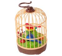 Abaodam Jaula de Pájaros Activada por Voz Movimiento y Canto Realista, Juguete Electrónico Compacto, Decoración Interactiva sin Batería, Aves de Inducción para Juego Educativo