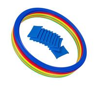 Abaodam Juego Aros para 10 Piezas Medianos 28 Cm, Anillos de Plástico Multicolor con 10 Hebillas, Juguetes de Entrenamiento de Agilidad para Exteriores y Jardín