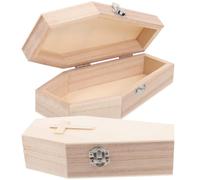 Abaodam Juego de 2 Cajas de Madera Forma de Ataúd Mini para Almacenamiento Versátil y Reutilizable, Adecuado como Decoración para Fiesta de Halloween y Caja para Mascotas