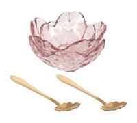 Abaodam Juego de 2 Cuencos de Vidrio en Forma de Flor Rosa con Cucharas de Metal para Masaje en Casa y Uso en Salones de Belleza, sin Rebabas y Fácil de Almacenar