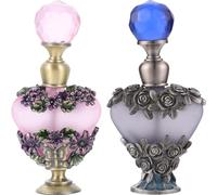 Abaodam Juego de 2 Frascos de Perfume Reutilizables de Vidrio 5ml Diseño Vintage y Colores Variados para Almacenamiento y Uso Prolongado Hogar