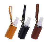 Abaodam Juego de 3 Botellas de Viaje Rellenables de 60ml con Funda de Pu y Llavero para Perfume, Shampoo y Líquidos, Fácil de Llevar para Salidas al Aire Libre