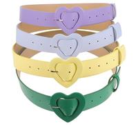 Abaodam Juego de 4 Cinturones de Cuero Artificial para Mujer Hebilla Decorativa, Diseño Ajustable y Cómodo para Jeans y Outfits Elegantes