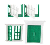Abaodam Juego de 4 Piezas Puertas y Ventanas Miniatura de Resina para Casas de Muñecas, Incluye Ventanas, Puertas y Cercas en Tonos Verdes y Claros, Accesorios DIY para Construcción
