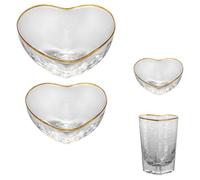 Abaodam Juego de 4 Tazón de Postre de Vidrio y Ensaladera de Cristal en Forma de Corazón, Transparente, Superficie Lisa y Brillante, para Reuniones Familiares y Bares