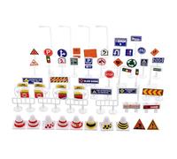 Abaodam Juego de 56 Señales de Tráfico para Niños con Semáforos, Miniseñales Y Conos para Educación en Seguridad, Juegos de rol de Carreteras Y Coches de Juguete.