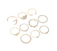 Abaodam Juego De Anillos Luna y Estrella Apilables Para Mujer, Aleación Duradera, Combinado 10 Piezas, Uso Diario y Fiestas, Diseño Elegante Ajustable, Conjunto Obsequio Práctico