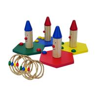 Abaodam Juego de Aros de Madera y Cuerda, Coordinación Ojo-Mano, Fortalece Brazos, Adecuado para Juegos al Aire Libre y Actividades Familiares