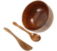 Abaodam Juego de Cuenco Facial de Madera, Espátula para Mezclar Mascarillas Cosméticas y Aplicador, Set de 3 Piezas para Cuidado Piel en Salones y Uso Doméstico Reutilizable