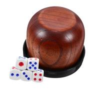 Abaodam Juego de Dados de Madera con Cubilete Anticaída de Fondo Plano 1 Set con Tapa y 5 Dados para Juegos de Mesa y Accesorios de Fiesta Soporte Portátil