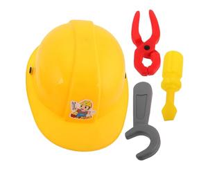 Abaodam Juego de Herramientas Casco de Plástico Realista, Alicates, Destornillador y Llave Inglesa, Kit de Reparación Educativo para Juegos de Simulación y Representaciones Teatrales,