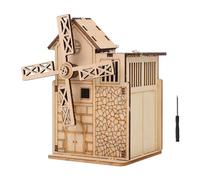 Abaodam Juego de Juguetes Educativos Caja de Música de Molino de Viento, Rompecabezas 3D de Madera Natural, Motor Incorporado y Herramientas Incluidas para Montaje, Obsequio Adecuado