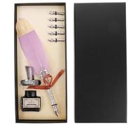 Abaodam Juego de Pluma Estilográfica Retro Tinta, Pluma de Caligrafía Vintage Color Púrpura Claro, Bolígrafo para Práctica Artística y Escritura Creativa, Kit de Papelería para Oficina