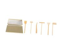 Abaodam Juego de Rastrillos para Jardín Zen 7 Piezas, Accesorios de Dibujo en Arena de Madera Pulida, Color Amarillo, Herramientas Pequeñas para Mesa de Arena y Decoración Relajante