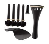 Abaodam Juego de Repuestos para Violín 4/4 de Ébano, Incluye Cordal, 4 Clavijas, Mentonera y Tailgut, Accesorios Esenciales para Violín Clásico, Adecuado para Músicos y Reparación