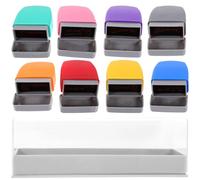 Abaodam Juego de Sellos para Profesores de Inglés, 8 Estampadores Automáticos de Aceite, Plástico Abs, Sellos de Colores Portátiles para Comentarios en Aula, Juguete Educativo Caja