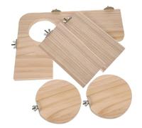 Abaodam Juego de Trampolines para Mascotas 5 Piezas, Plataforma de Madera Natural para Escalada de Loros, Ardillas, Hámsters y Chinchillas, Soporte de Salto Práctico para Jaula, Accesorio