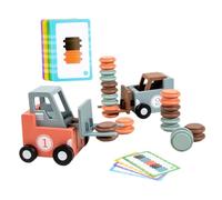 Abaodam Juego Infantil de Madera Modelo de Carretilla Elevadora Pequeño, Juguete Didáctico de Ingeniería, Color Natural, Bordes Suaves para Desarrollo Temprano y Juego Interactivo