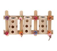 Abaodam Juguete Colgante Creativo de Madera para Loros y Periquitos Comedero para Pájaros Que Buscan Alimento Cubo Dispensador de Comida para Jaula Accesorio para Aves Pequeñas