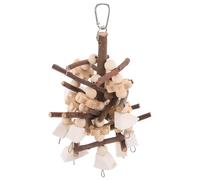 Abaodam Juguete Colgante para Loros Grande de Madera Natural de Manzano Hueso de Sepia, Cuerda para Masticar y Trepar, Accesorio para Jaulas Que Estimula Instinto y Reduce Estrés en Aves