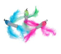 Abaodam Juguete Interactivo para Gatos 3 Piezas Repuesto Cabeza de Pez Volador de Peluche Multicolor Accesorio para Palo de Burla Ejercicio y Diversión para Gatos Color Color Aleatorio