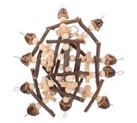 Abaodam Juguete Masticable para Loros Extra Grande de Madera Natural Manzana y Carambola Secas, Cuerda Colgante para Trepar y Morder, Suministros para Masticar y Aliviar Estrés en Jaulas