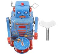 Abaodam Juguete Robot de Hojalata Vintage Cuerda Metálica, Mecanismo de Relojería Manual, Color Azul, Pieza Única para Colección y Decoración, Obsequio Creativo para Adultos, Juguete