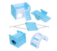 Abaodam Juguetes de Madera para Hámster con Nido Villa Escalera de y Balancín Accesorios para Jaula de Roedores para Hámsteres y Cobayas Color Azul