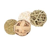 Abaodam Juguetes Masticables para Conejos y Jerbos, Bolas de Comestible 4 Piezas, Accesorio Seguro de Algas Marinas para Salud Dental y Entretenimiento de Mascotas Pequeñas