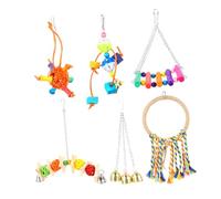 Abaodam Juguetes para Loros De Columpios y Anillos De Masticación Percha para Jaula De Pájaros Juguetes Masticables para Loros y Agapornis