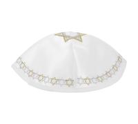 Abaodam Kipá Tradicional Judía de Color Claro Bordada Estrella de David, Gorro de Satén Transpirable para Oración y Ceremonias Religiosas Masculinas, Sombrero Jasídico para Sinagoga
