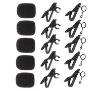 Abaodam Kit de 18 Piezas con Clips de Micrófono de Hierro Negro y Fundas de Esponja para Micrófono, Fácil de Colocar y Reduce Interferencia de Viento en Actuaciones