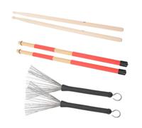 Abaodam Kit de Baquetas y Escobillas de Alambre para Batería con Bolsa Diseño Duradero y Agarre Cómodo para Principiantes y Jazz Cálido y Natural